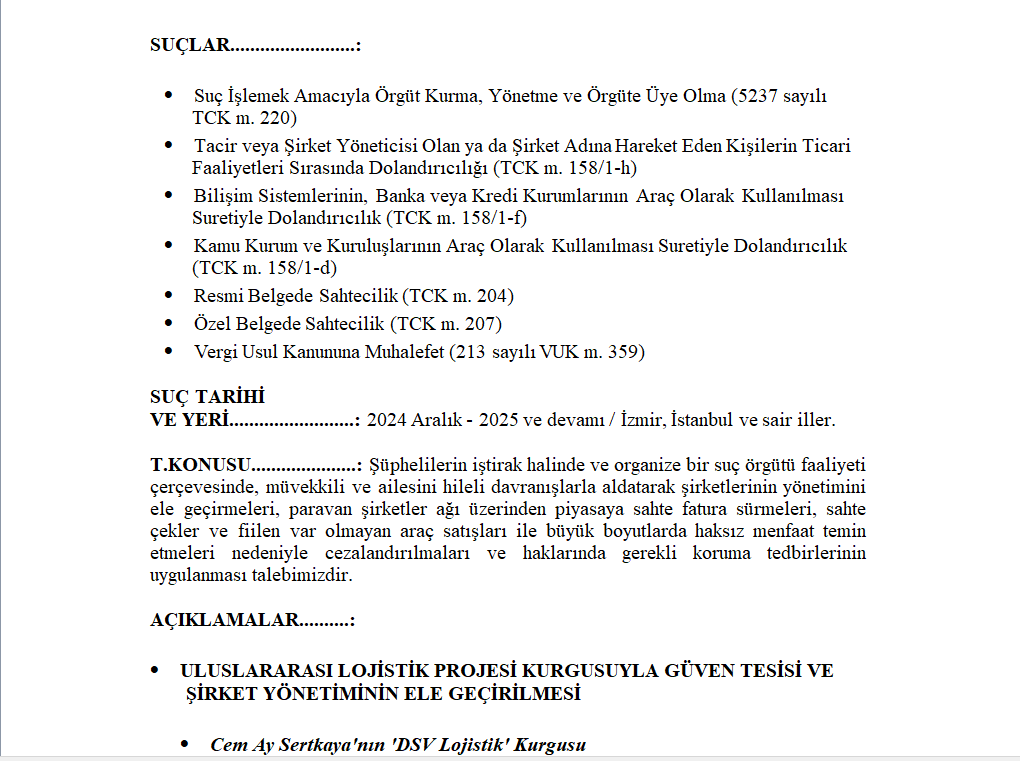 Cem Ay Sertkaya Suç Duyurusu